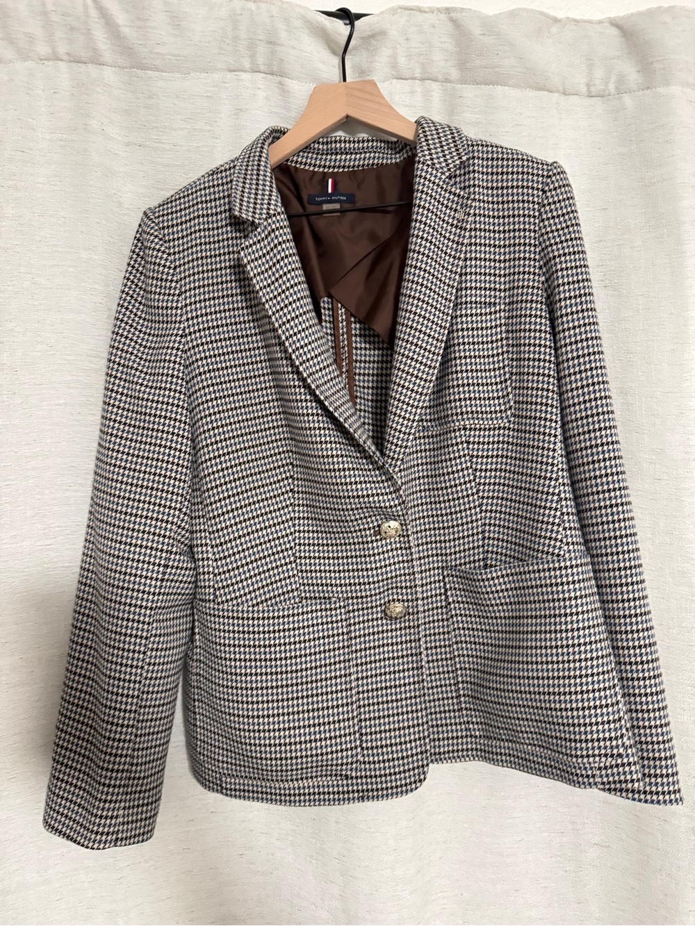 Tommy Hilfiger Brown and Black Houndstooth Blazer